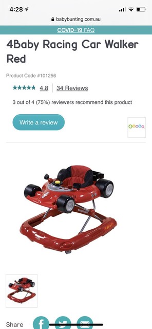 4 baby racing car walker